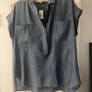 LOFT Women's Denim Blue Blouse